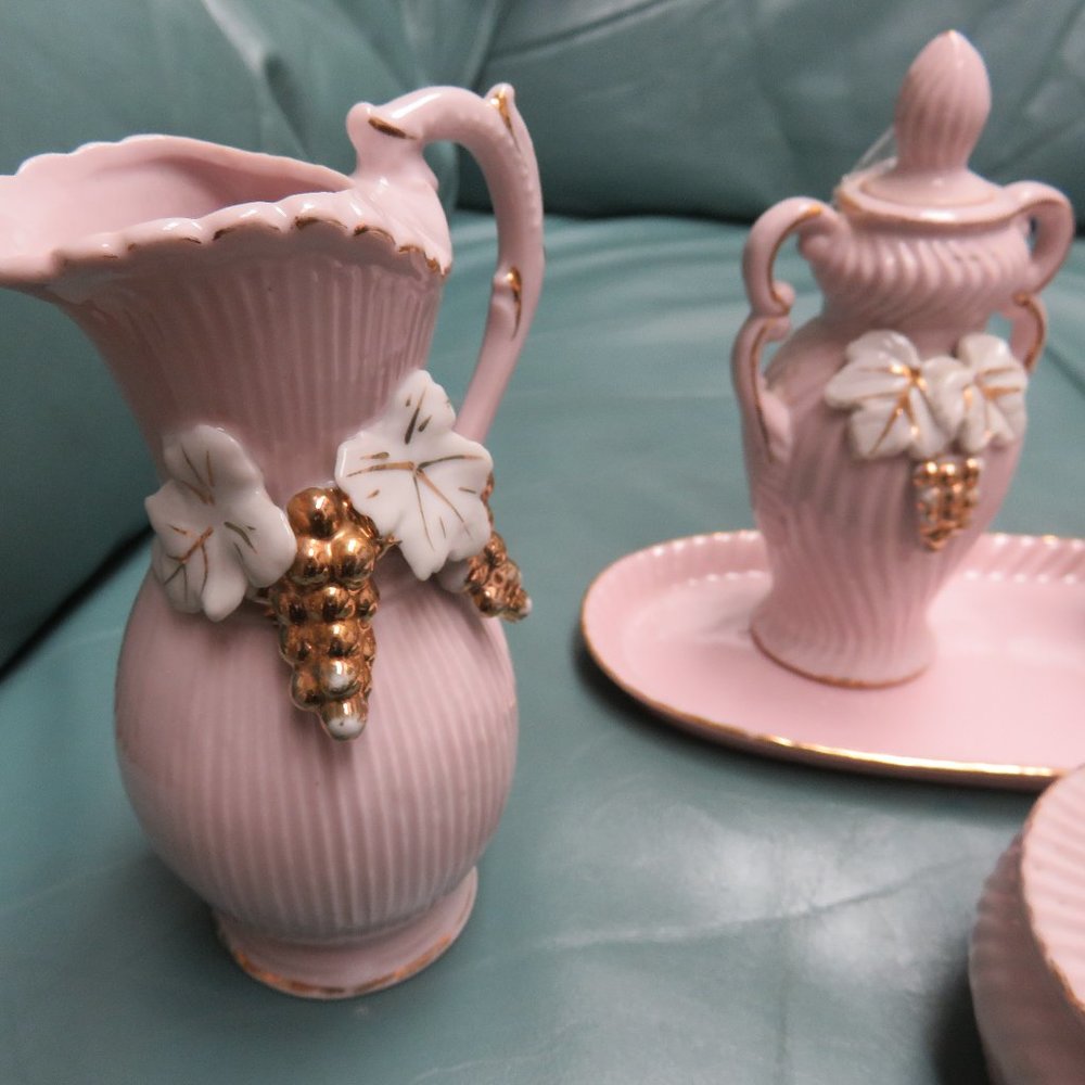 6 PC ANTIQUE PINK JAPAN NUMBERED SET/52/264/VANITY - Picture 2 of 8